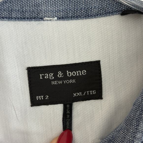 Rag & Bone Shirt Men 2XL Slim Fit 2 Blue Chambray Button Down Collared Preppy - Picture 8 of 13